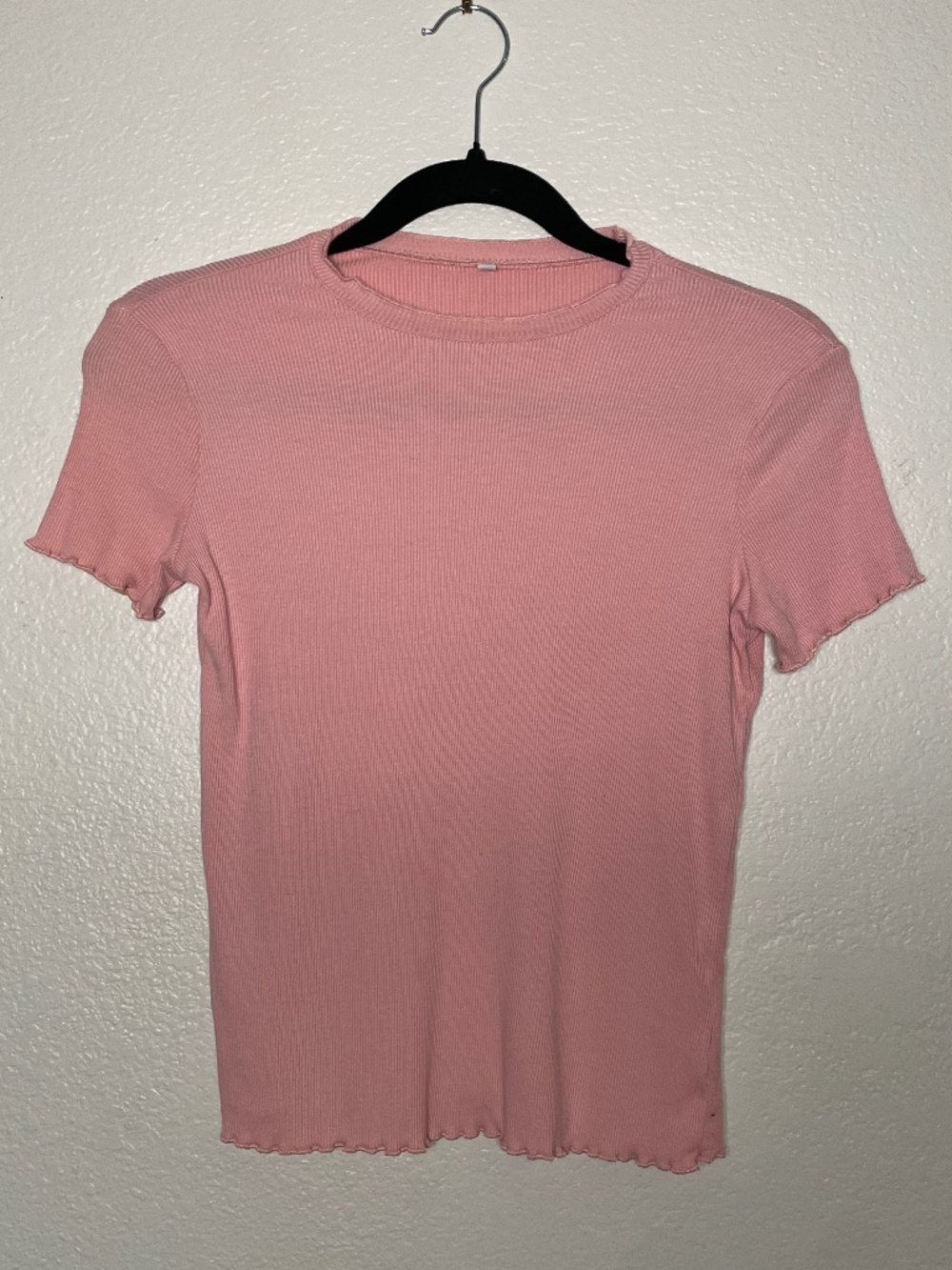 Ruffle Hem Stretch Pink Top
